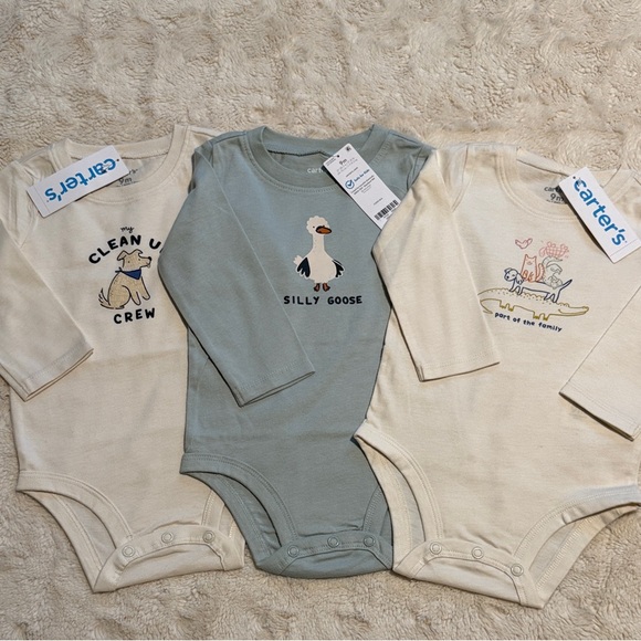 Carter's Other - Carter's Cream and Gray Baby Bodysuit Trio. A set of 3 bodysuits.